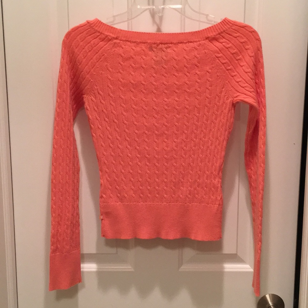 Aeropostale Coral Bateau Neck Cabled Sweater - Picture 3 of 4